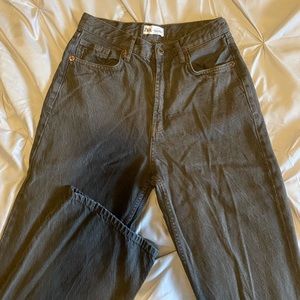 zara high rise wide leg full length jeans in a washed out grey colour